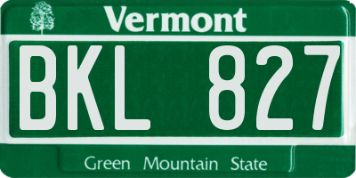 VT license plate BKL827