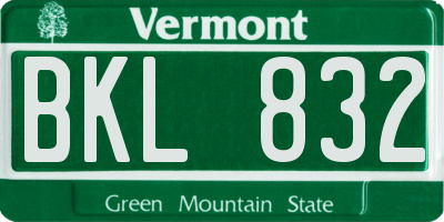 VT license plate BKL832
