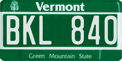 VT license plate BKL840