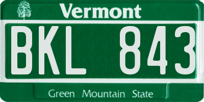 VT license plate BKL843