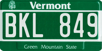 VT license plate BKL849