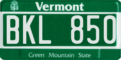 VT license plate BKL850