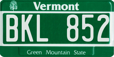 VT license plate BKL852