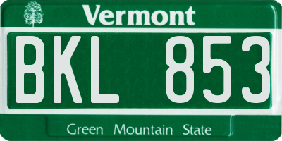 VT license plate BKL853