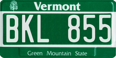 VT license plate BKL855