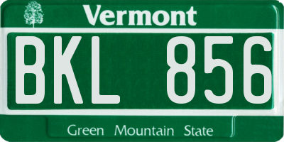 VT license plate BKL856