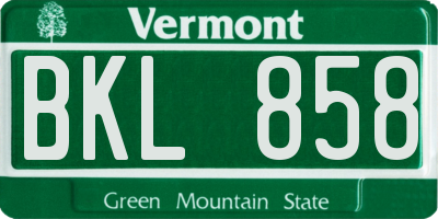 VT license plate BKL858