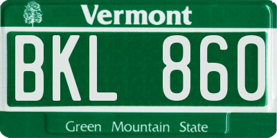 VT license plate BKL860