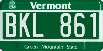VT license plate BKL861