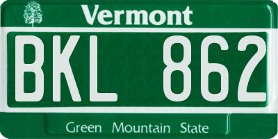VT license plate BKL862