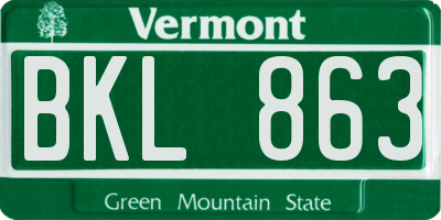 VT license plate BKL863