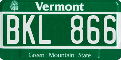 VT license plate BKL866