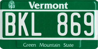 VT license plate BKL869