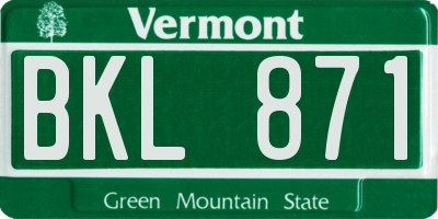 VT license plate BKL871