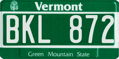VT license plate BKL872