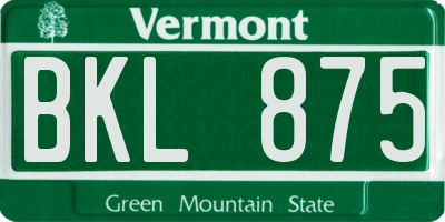 VT license plate BKL875