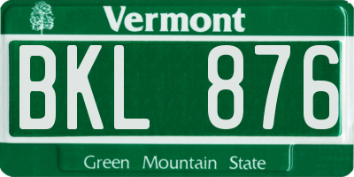 VT license plate BKL876