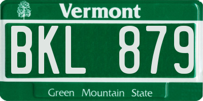 VT license plate BKL879