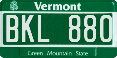 VT license plate BKL880