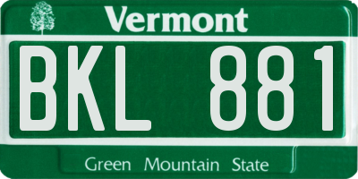 VT license plate BKL881