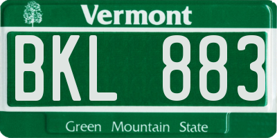 VT license plate BKL883