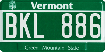 VT license plate BKL886