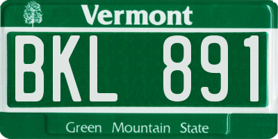 VT license plate BKL891