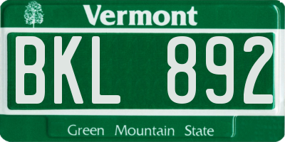 VT license plate BKL892