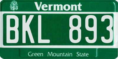 VT license plate BKL893