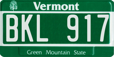 VT license plate BKL917
