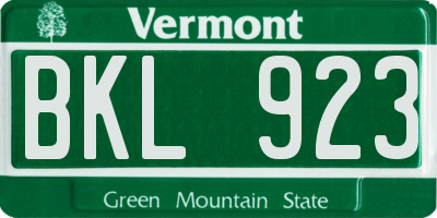VT license plate BKL923