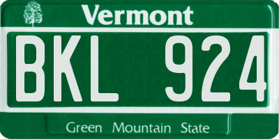 VT license plate BKL924