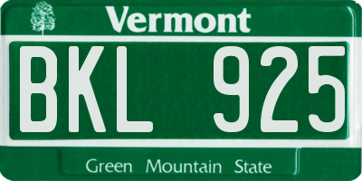 VT license plate BKL925