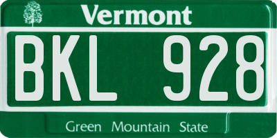 VT license plate BKL928