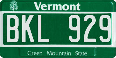 VT license plate BKL929