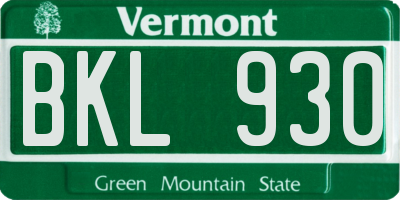 VT license plate BKL930