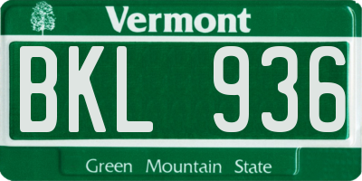 VT license plate BKL936