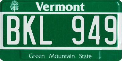 VT license plate BKL949