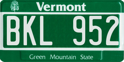 VT license plate BKL952