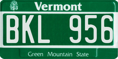 VT license plate BKL956