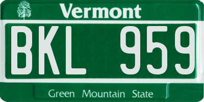 VT license plate BKL959