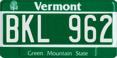 VT license plate BKL962