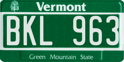 VT license plate BKL963