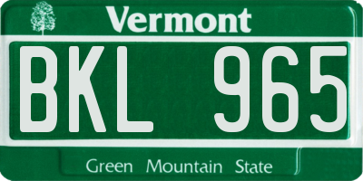 VT license plate BKL965