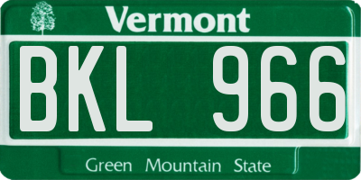 VT license plate BKL966