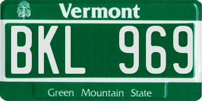 VT license plate BKL969