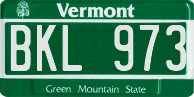 VT license plate BKL973