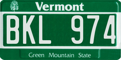 VT license plate BKL974