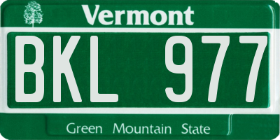 VT license plate BKL977