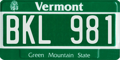 VT license plate BKL981